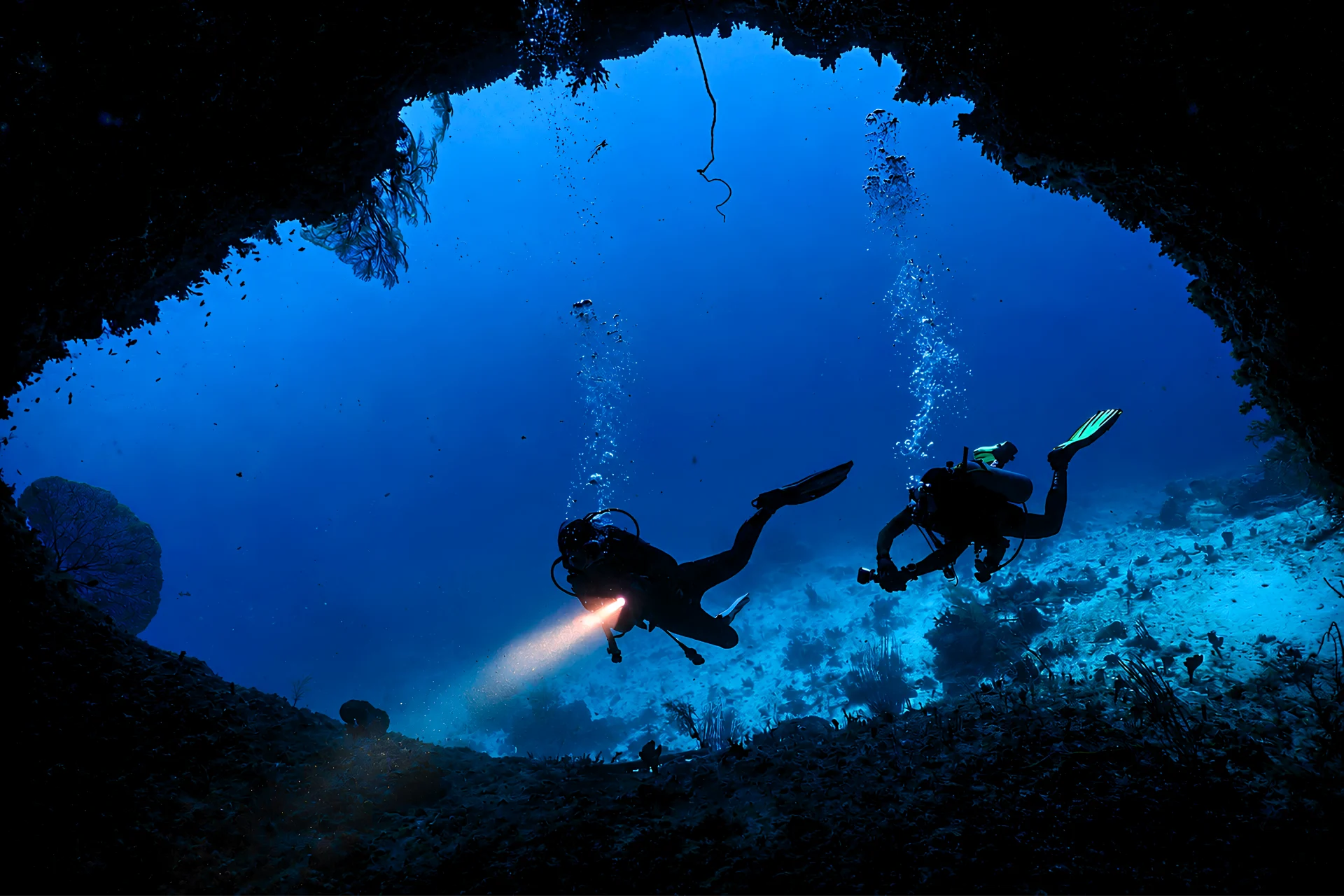 Concept visual of a scuba diving adventure underwater