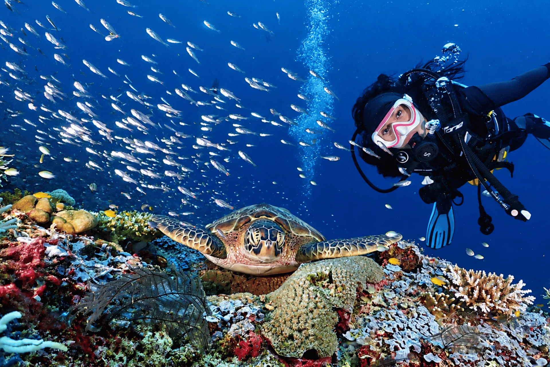 Concept visual of a sea turtle and reef life